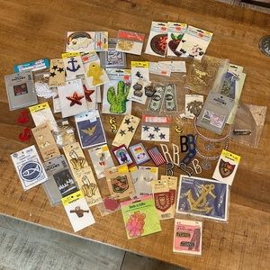 Huge bundle of 60+ vintage sew on, iron on, embroidered patches